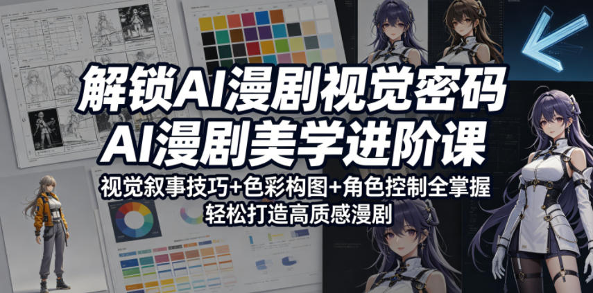 解锁AI漫剧视觉密码，AI漫剧美学进阶课，视觉叙事技巧+色彩构图+角色控制全掌握，轻松打造高质感漫剧(更新)