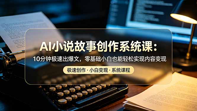AI小说故事创作系统课：10分钟极速出爆文，零基础小白也能轻松实现内容变现