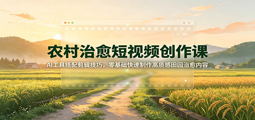 农村治愈短视频创作课：AI工具搭配剪辑技巧，零基础快速制作高质感田园治愈内容