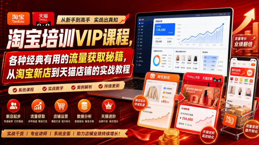淘宝培训VIP课程，各种经典有用的流量获取秘籍，从淘宝新店到天猫店铺的实战教程(更新08月20日)