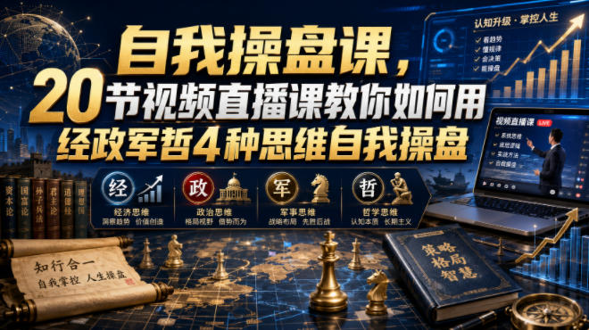 【无水印】自我操盘课，20节视频直播课教你如何用经政军哲4种思维自我操盘(更新0924)