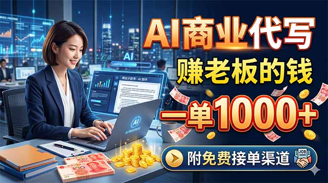 AI商业代写，赚老板的钱，一单1000+，附免费接单渠道