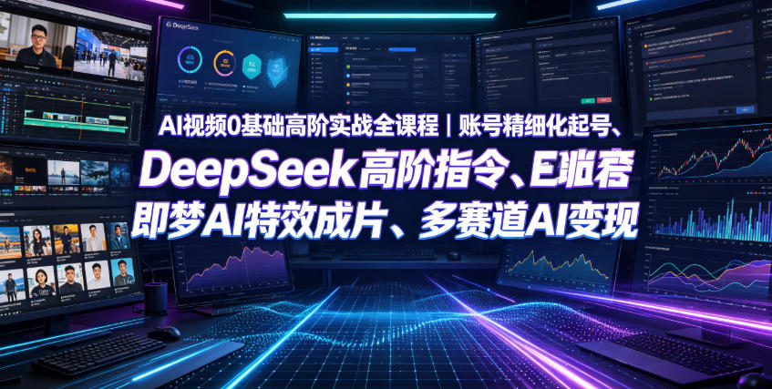 AI视频0基础高阶实战全课程｜账号精细化起号、DeepSeek高阶指令、即梦AI特效成片、多赛道AI短视频量产变现