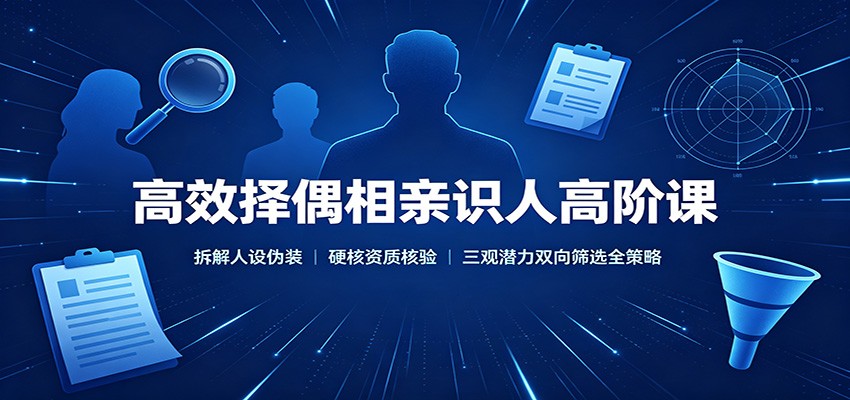 高效择偶相亲识人高阶课：拆解人设伪装，硬核资质核验，三观潜力双向筛选全策略