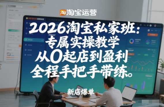 2026淘宝私家班：专属实操教学，从0起店到盈利，全程手把手带练(更新26年2月)