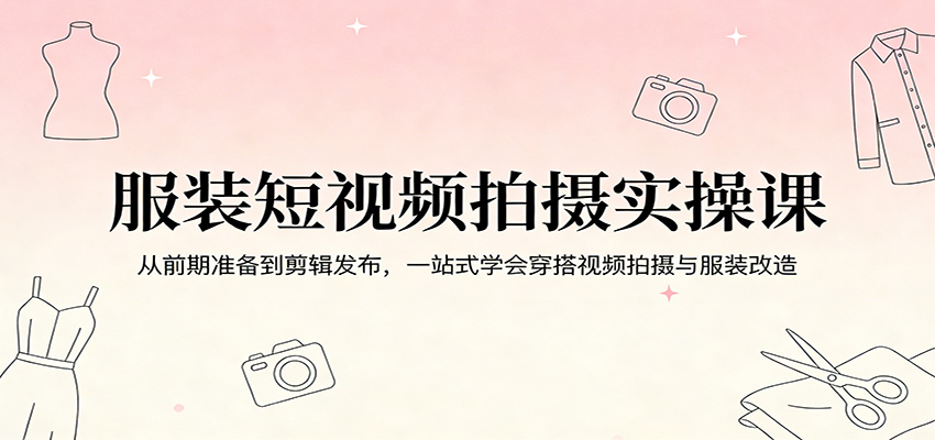 服装短视频拍摄实操课：从前期准备到剪辑发布，一站式学会穿搭视频拍摄与服装改造