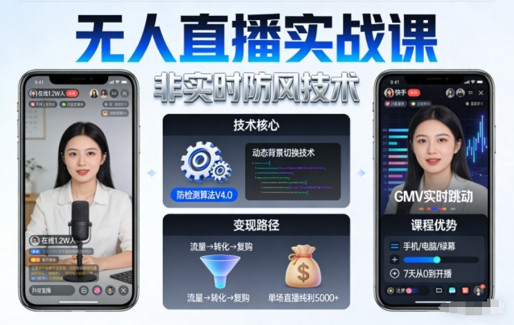 宝子哥无人直播实战课，非实时防风技术，聚焦抖音快手等平台直播带货，轻松开启直播变现之路(更新2026年07月24日)