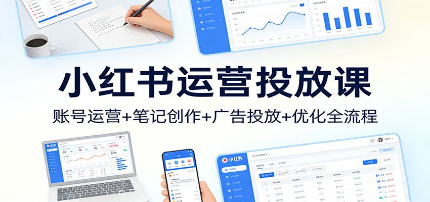 小红书运营投放课：账号运营+笔记创作+广告投放+优化全流程