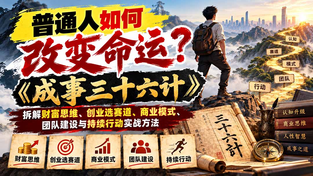 普通人如何改变命运？《成事三十六计》拆解财富思维、创业选赛道、商业模式、团队建设与持续行动实战方法