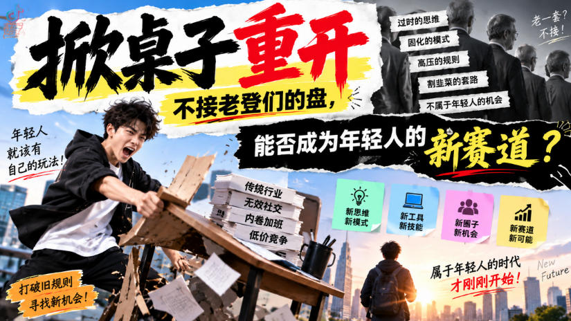 某公众号付费文章：掀桌子重开，不接老登们的盘，能否成为年轻人的新赛道？