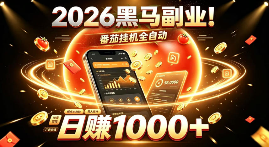 2026黑马副业！番茄挂G全自动日入1000+，操作最简单、门槛最低的线上轻资产项目【揭秘】